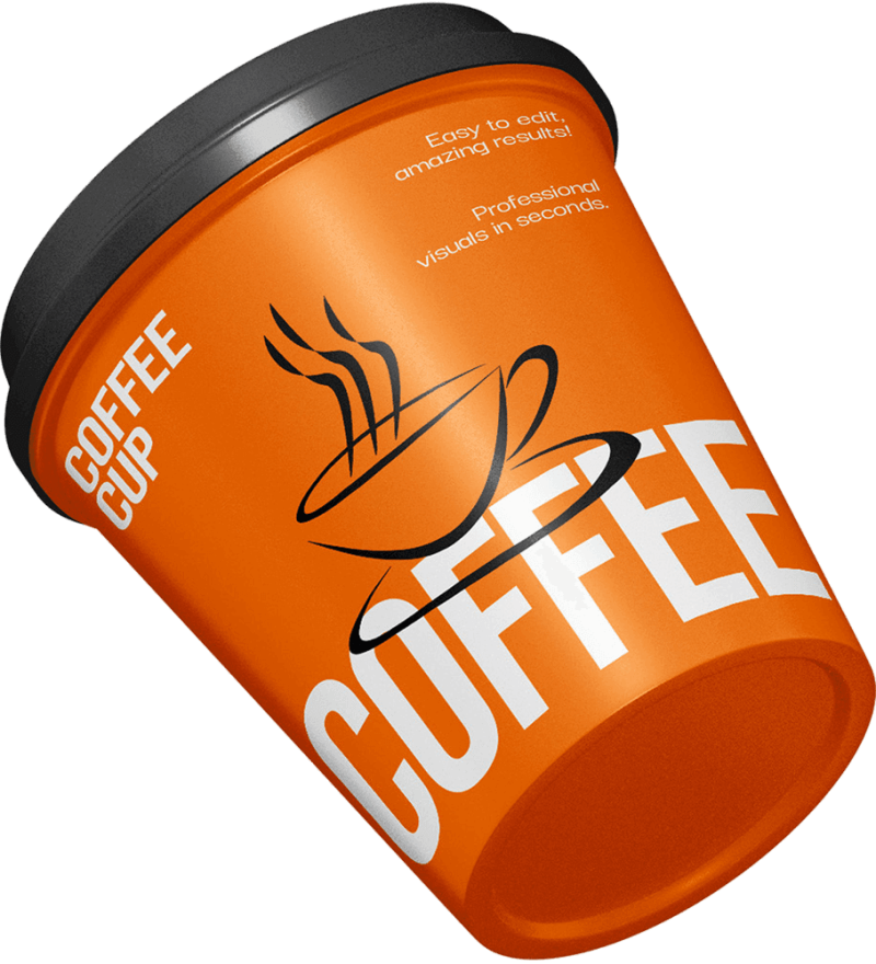 Custom branded orange paper coffee cup