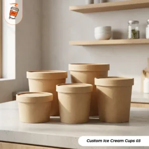 Custom kraft Ice Cream Cups with lid (3)